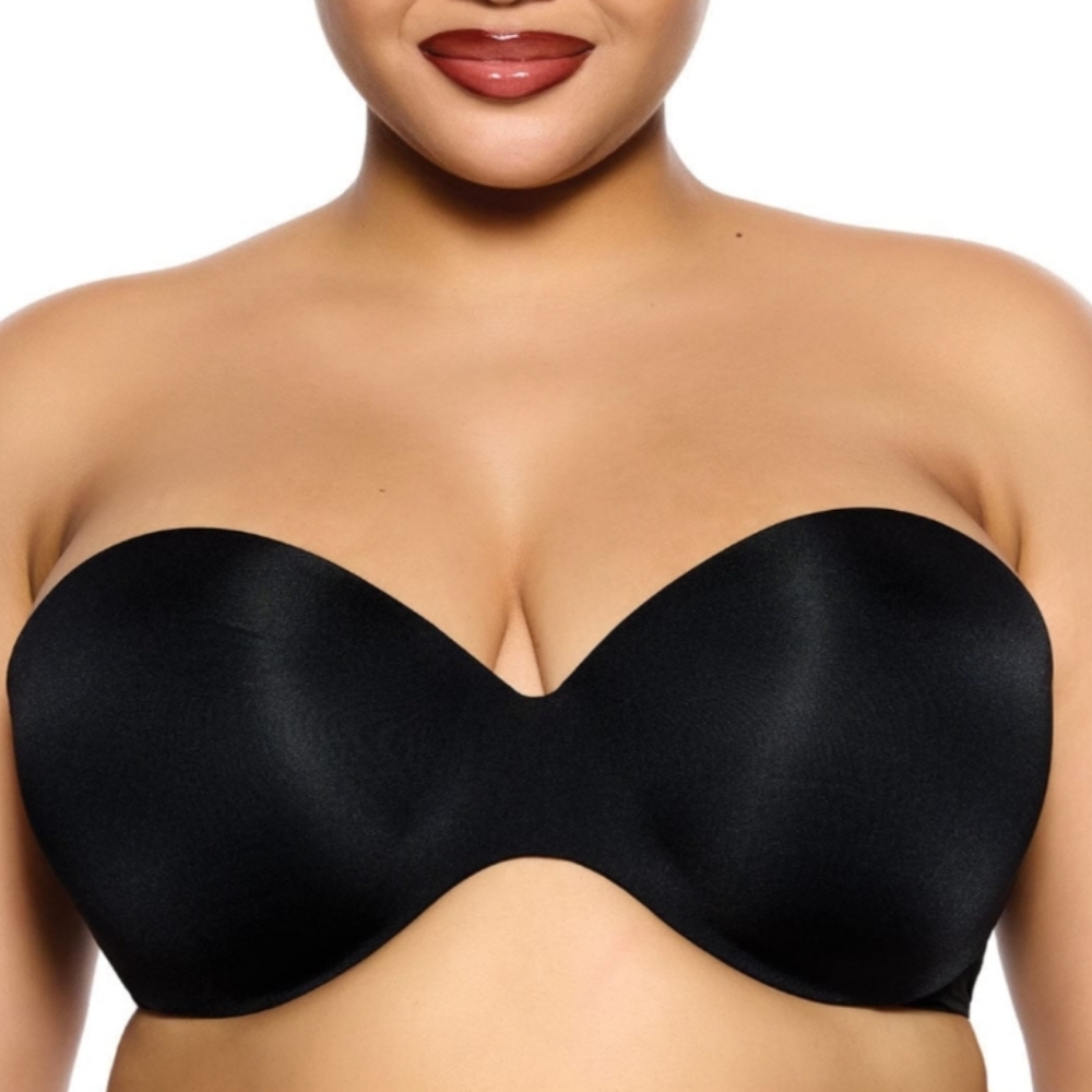 Felina 72248 Body Luxe Strapless Contour Bra Hypoallergenic No Show, Black, 38D